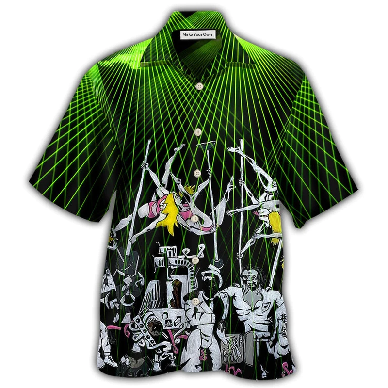 Bachelor Party Club Dancers Hawaiian Shirt Pattern Detail For Summer Holidays And Outdoor Fun