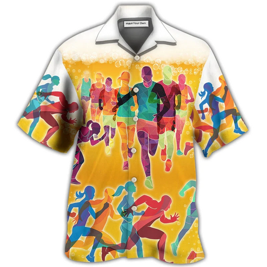 Beer Running Hawaiian Shirt Design Detail For Sunny Adventures And Casual Wear