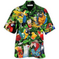 Parrot Drinking Cocktail Hawaiian Shirt Design Detail For Beach Days And Holiday Travel