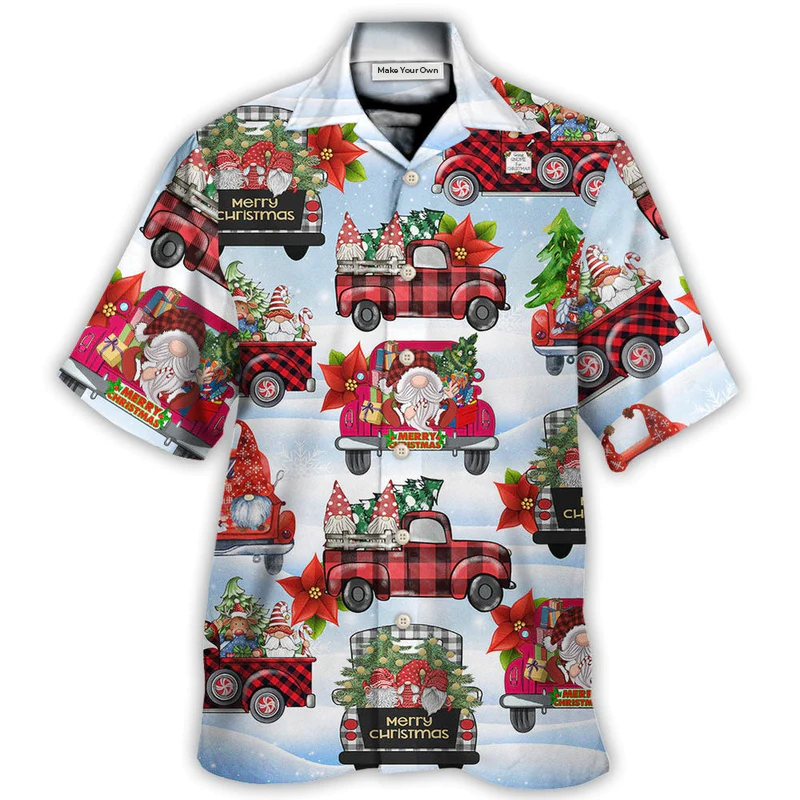 Festive Gnome Christmas Truck Hawaiian Shirt Artwork View For Weekend Trips
