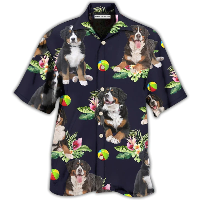 Tropical Floral Dog Bernese Mountain Ball Hawaiian Shirt For Warm Weather Adventures And Everyday Comfort