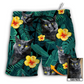 Green Tropical Black Cat Beach Shorts For Poolside Relaxation And Thoughtful Gift Giving