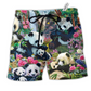 Panda Relax With A Panda Flower Hawaiian Print Beach Shorts For Coastal Summer Adventures