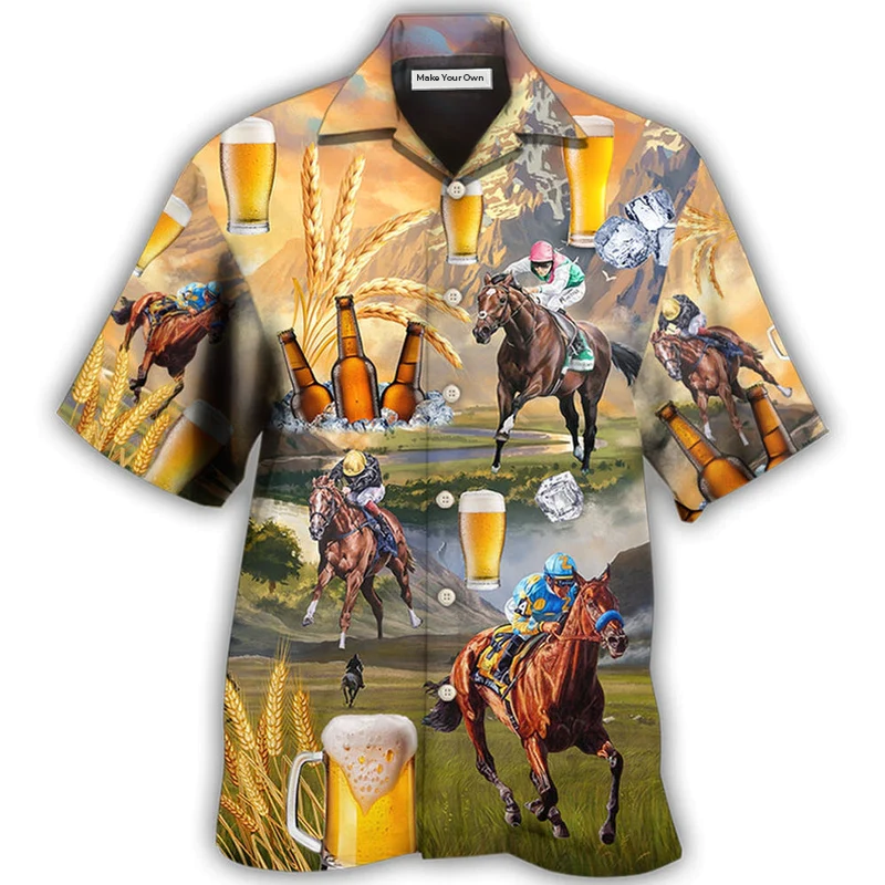 Horse Beer Racing Steppe Hawaiian Shirt Design View For Casual Summer Styling