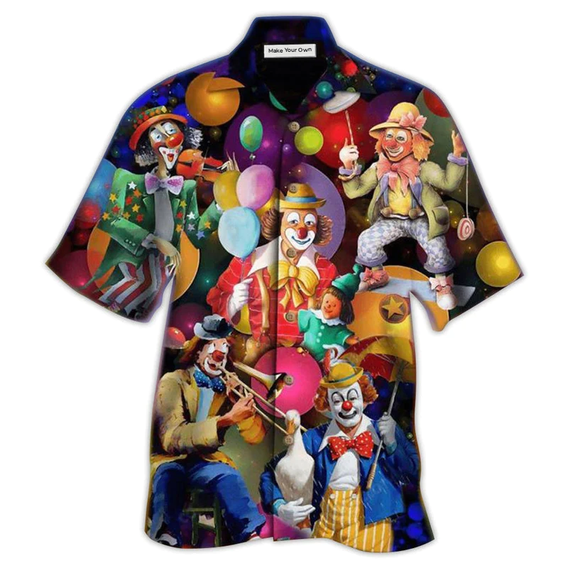 Funny Happy Clown Hawaiian Shirt For Resort Getaways And Comfortable Summer Activities