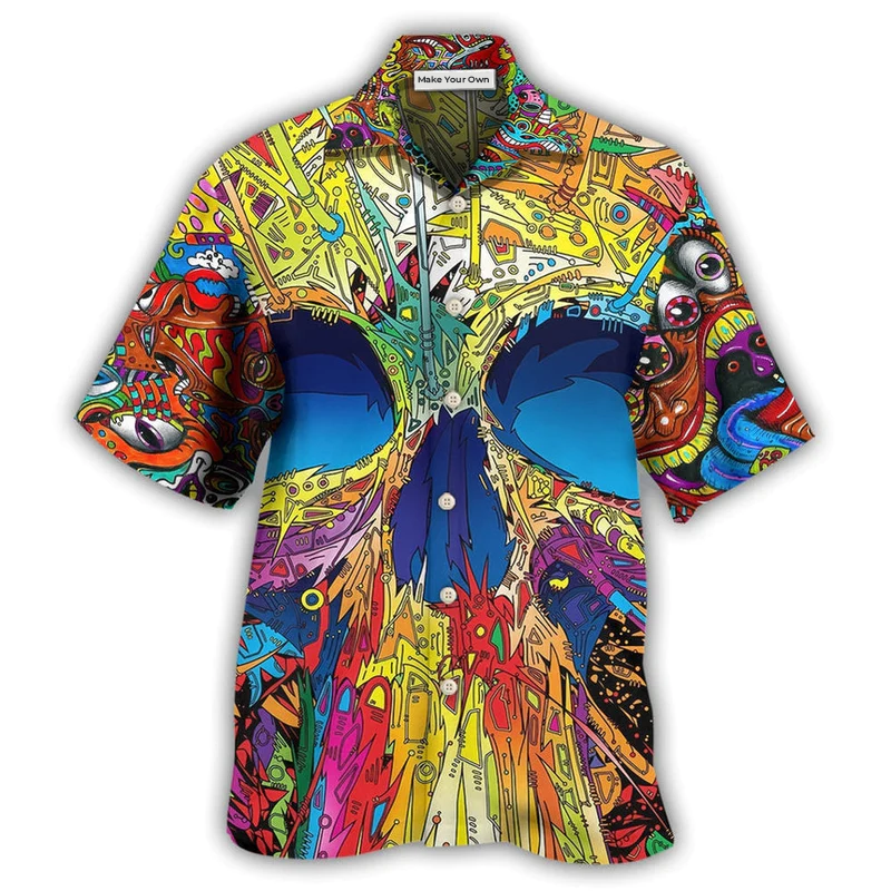 Summer Skull Hawaiian Shirt For Coastal Adventures Summer Events And Everyday Comfort