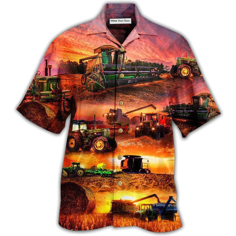 Tractor Farm Harvest Great Plentiful Hawaiian Shirt For Coastal Adventures And Warm Weather Wear