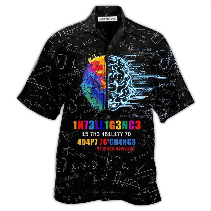 Abstract Intelligence Pattern Hawaiian Shirt For Island Holidays Summer Parties And Casual Outdoor Wear
