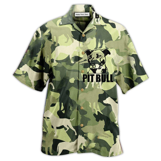 Pitbull Camouflage Hawaiian Shirt Pattern View For Lightweight Everyday Style