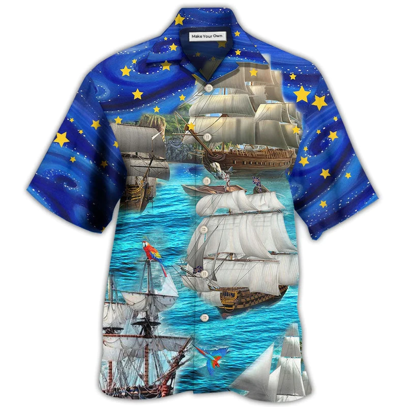 Sailing Ocean Sky Christmas Hawaiian Shirt Pattern View For Lightweight Everyday Style