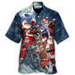 Christmas Santa Reindeer Motorbike Hawaiian Shirt Artwork Detail For Tropical Trips And Casual Outings