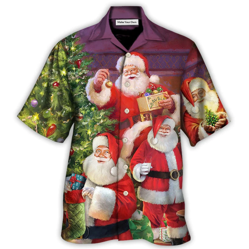 Funny Happy Christmas Gift Hawaiian Shirt Pattern Detail For Summer Holidays And Outdoor Fun