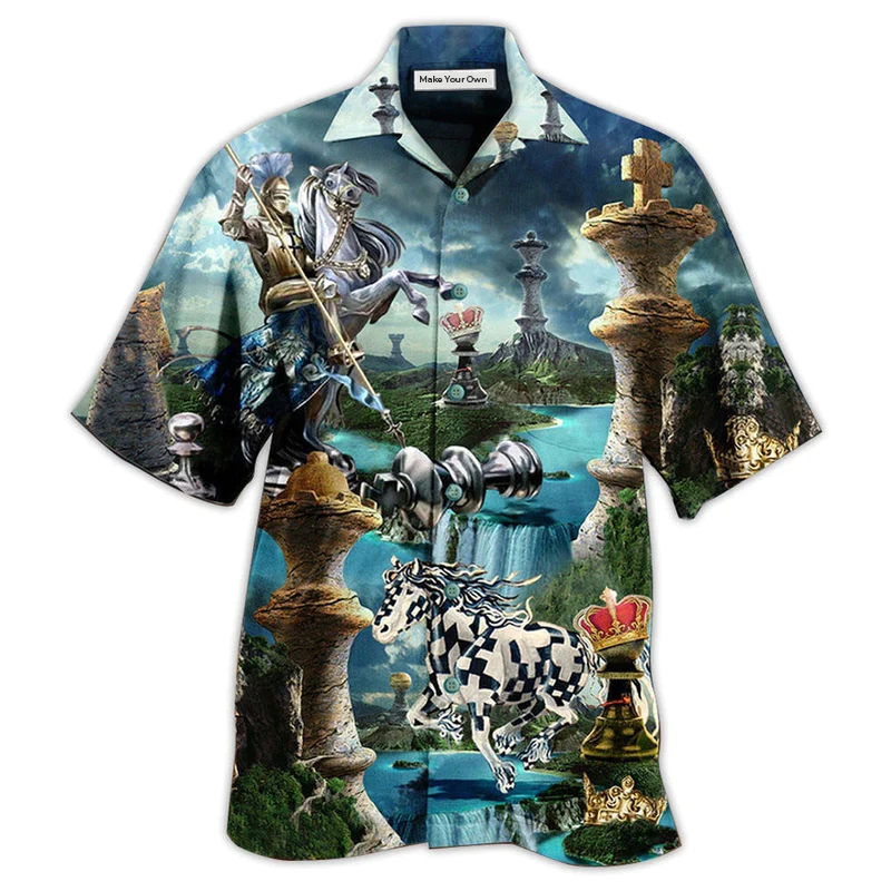 Chess Hawaiian Shirt Artwork Detail For Tropical Trips And Casual Outings