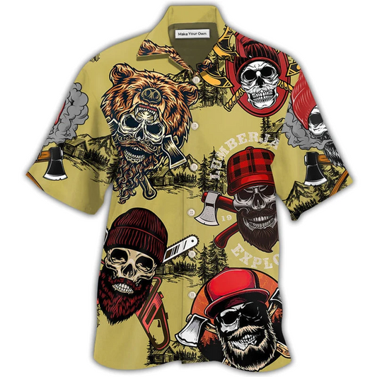 Skull Lumberjack Hawaiian Shirt Pattern View For Lightweight Everyday Style