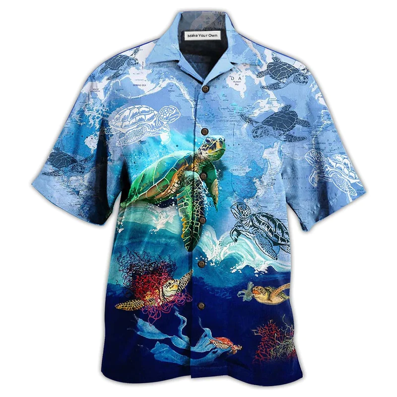 Turtle Flow Hawaiian Shirt Artwork View For Weekend Travel And Beach Style
