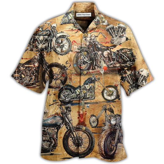 Vintage Motorcycle Ride Today Hawaiian Shirt Pattern View For Relaxed Warm Weather Outfits