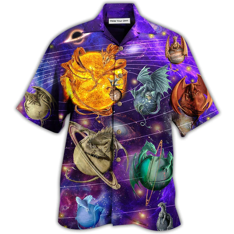 Dragon Planet Galaxy Hawaiian Shirt For Beach Parties And Weekend Getaways