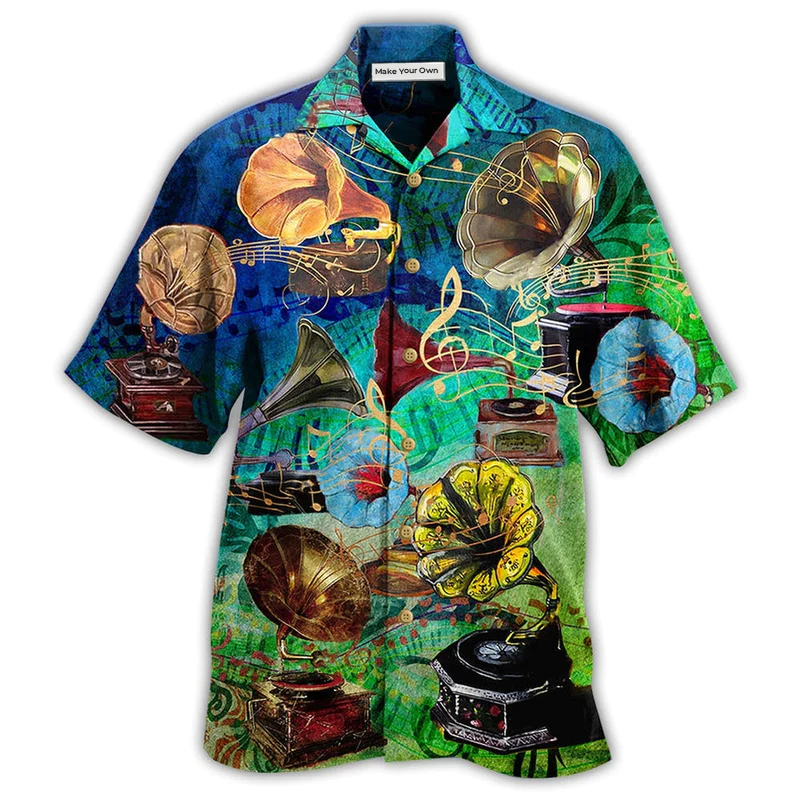 Gramophone Hawaiian Shirt For Summer Travel Coastal Events And Thoughtful Gift Giving