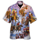 Festive Christmas Santa Horse Hawaiian Shirt Pattern Detail For Outdoor Gatherings
