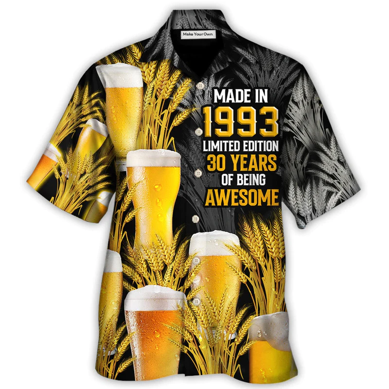 Happy Beer Drinking Hawaiian Shirt Artwork View For Weekend Travel And Beach Style