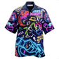 Neon Saxophone Hawaiian Shirt For Tropical Holiday Resort Parties And Everyday Style
