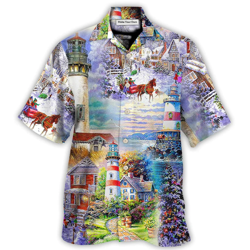 Lighthouse Christmas Santa Storm Hawaiian Shirt For Poolside Relaxation And Sunny Getaways