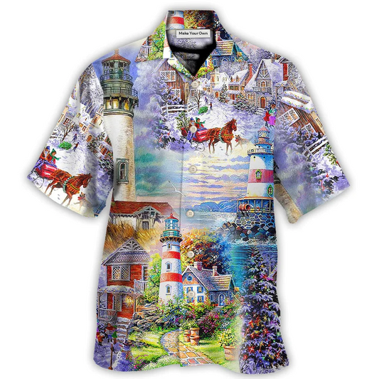 Lighthouse Christmas Santa Storm Hawaiian Shirt For Poolside Relaxation And Sunny Getaways