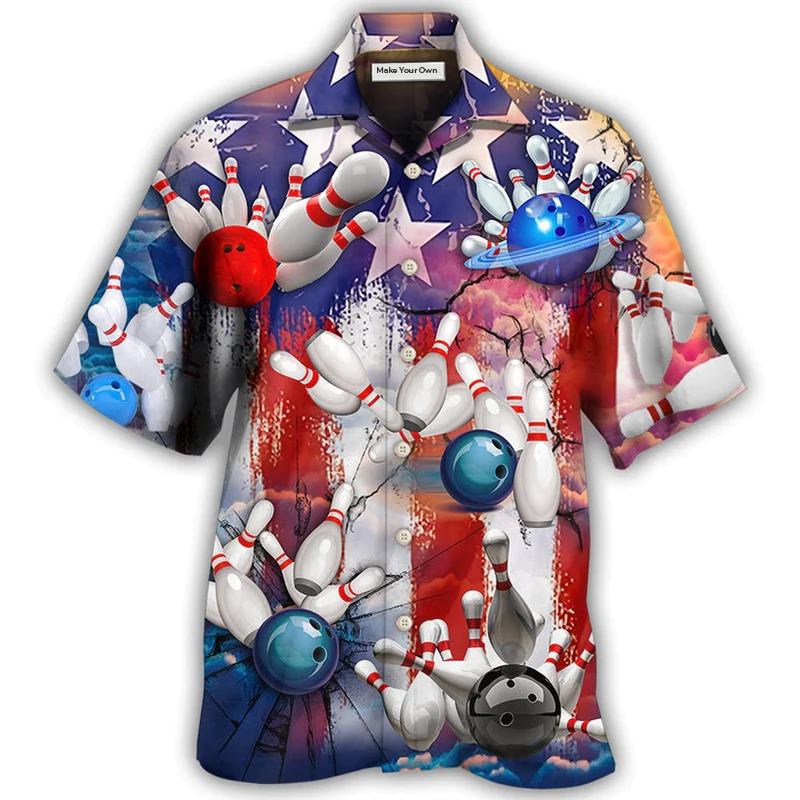 Bowling Independence Day Hawaiian Shirt Artwork View For Weekend Travel And Beach Style