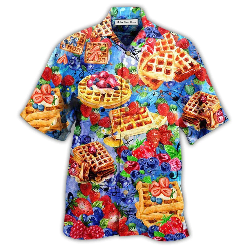Food Pancake Strawbery Bluebery Delicious Hawaiian Shirt Design View For Resort Travel And Thoughtful Gifting