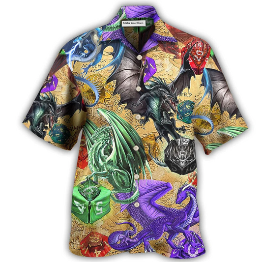 Dragon Tabletop Dice Amazing Hawaiian Shirt Design Detail For Beach Days And Holiday Travel