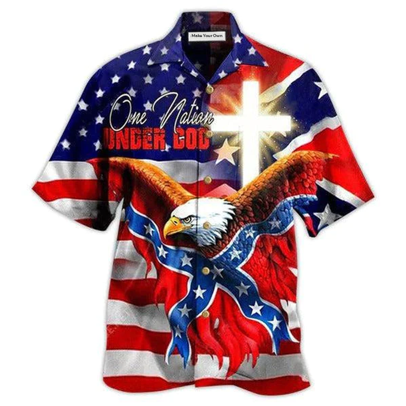 American Nation Faith Patriotism Hawaiian Shirt For Poolside Relaxation And Sunny Getaways