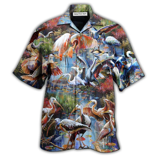 Stork Hawaiian Shirt For Island Holidays Summer Parties And Casual Outdoor Wear