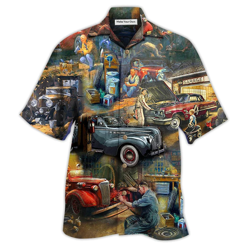 Vintage Classic Car Hawaiian Shirt For Resort Holidays Beach Travel And Relaxed Casual Fashion