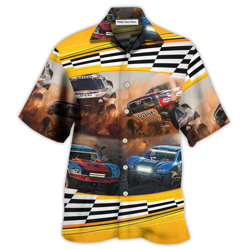 Off Road Racing Hawaiian Shirt For Resort Travel Summer Outings And Casual Gatherings