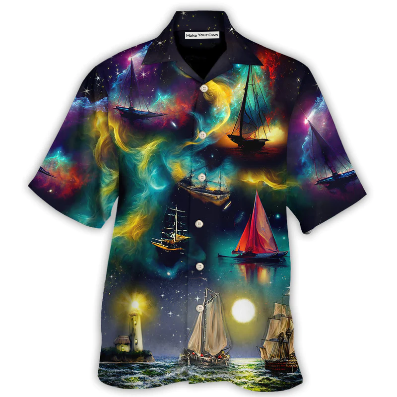 Sailing Adventure Graphic Hawaiian Shirt Relaxed Style View For Island Holidays