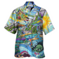Bohemian Colorful Shark Peace Hawaiian Shirt Design Detail For Sunny Adventures And Casual Wear