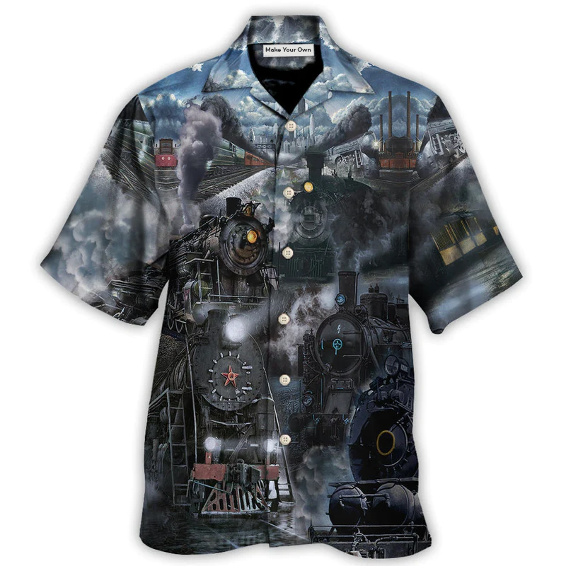 Train Emerging Cloud Steam Middle Hawaiian Shirt Creative Print View For Coastal Travel
