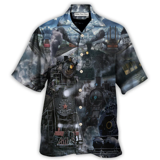 Train Emerging Cloud Steam Middle Hawaiian Shirt Creative Print View For Coastal Travel
