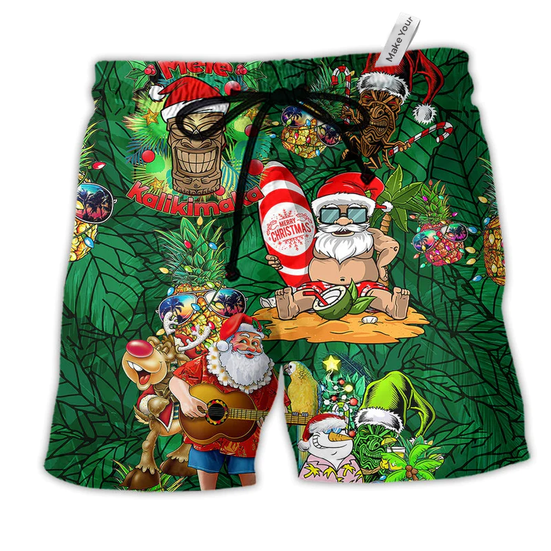 Tiki Christmas Beach Shorts For Tropical Holidays And Lightweight Summer Style
