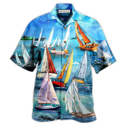 Sailing Raise Sails Catch Wind Hawaiian Shirt Design Detail For Beach Days And Holiday Travel
