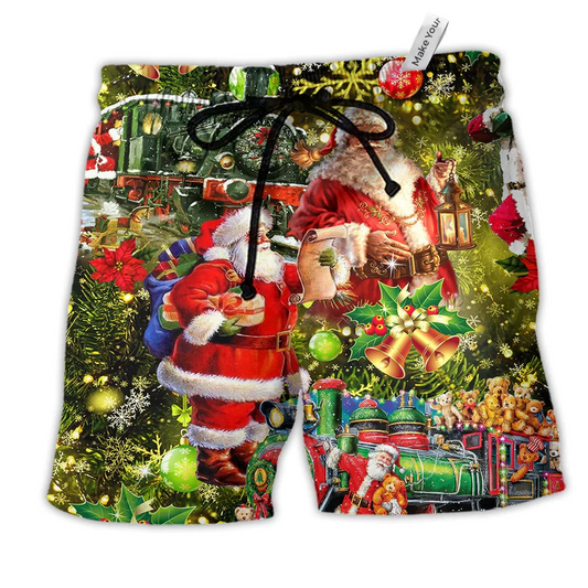Xmas Santa Is Coming To You So Happy Hawaiian Beach Shorts For Seasonal Summer Travel