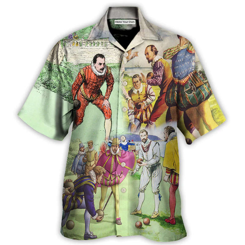 Lawn Bowling Weekend Humor Hawaiian Shirt Detailed Pattern View For Outdoor Gatherings