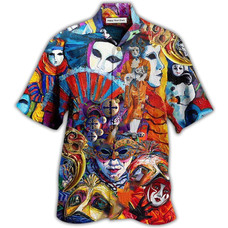 Colorful Carnival Hawaiian Shirt For Coastal Vacations Warm Weather Events And Daily Style