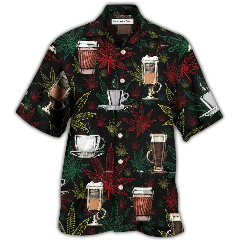 Coffee Botanical Hawaiian Shirt Pattern View For Lightweight Everyday Style