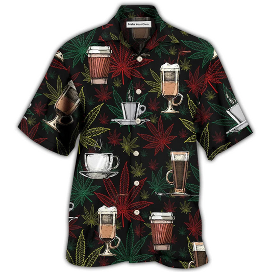 Coffee Botanical Hawaiian Shirt Pattern View For Lightweight Everyday Style
