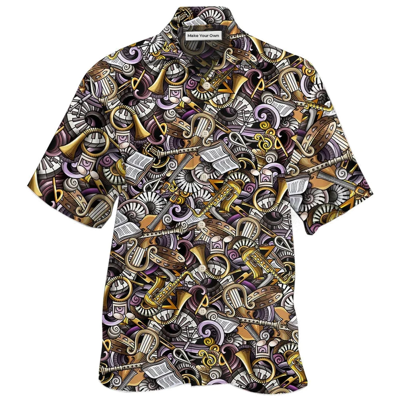 Music Notes Hawaiian Shirt For Tropical Getaways Outdoor Fun And Everyday Wear