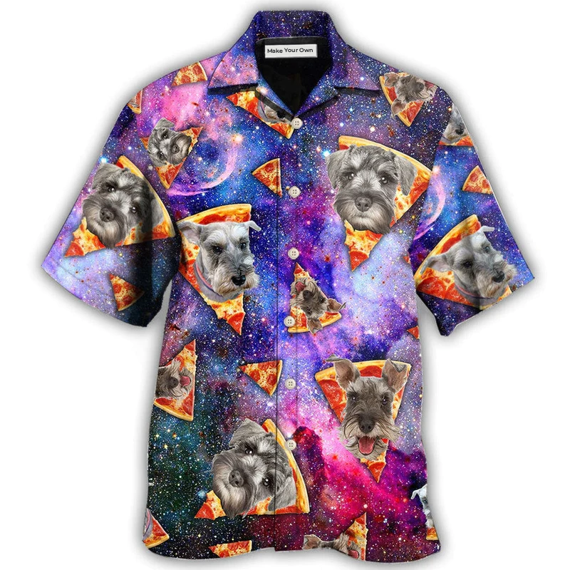 Mystical Dog Schnauzer Galaxy Pizza Hawaiian Shirt For Vacation Days And Relaxed Coastal Outings