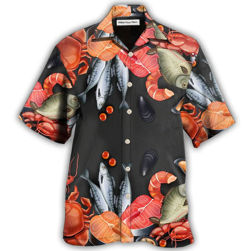 Food Seafood Hawaiian Shirt For Summer Vacation And Beach Travel