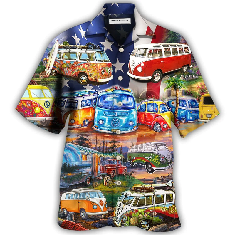 Camping Independence Day American Hawaiian Shirt For Resort Getaways And Comfortable Summer Activities