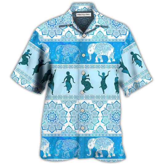 Elephant Kathak Hawaiian Shirt Artwork View For Coastal Escapes And Resort Style